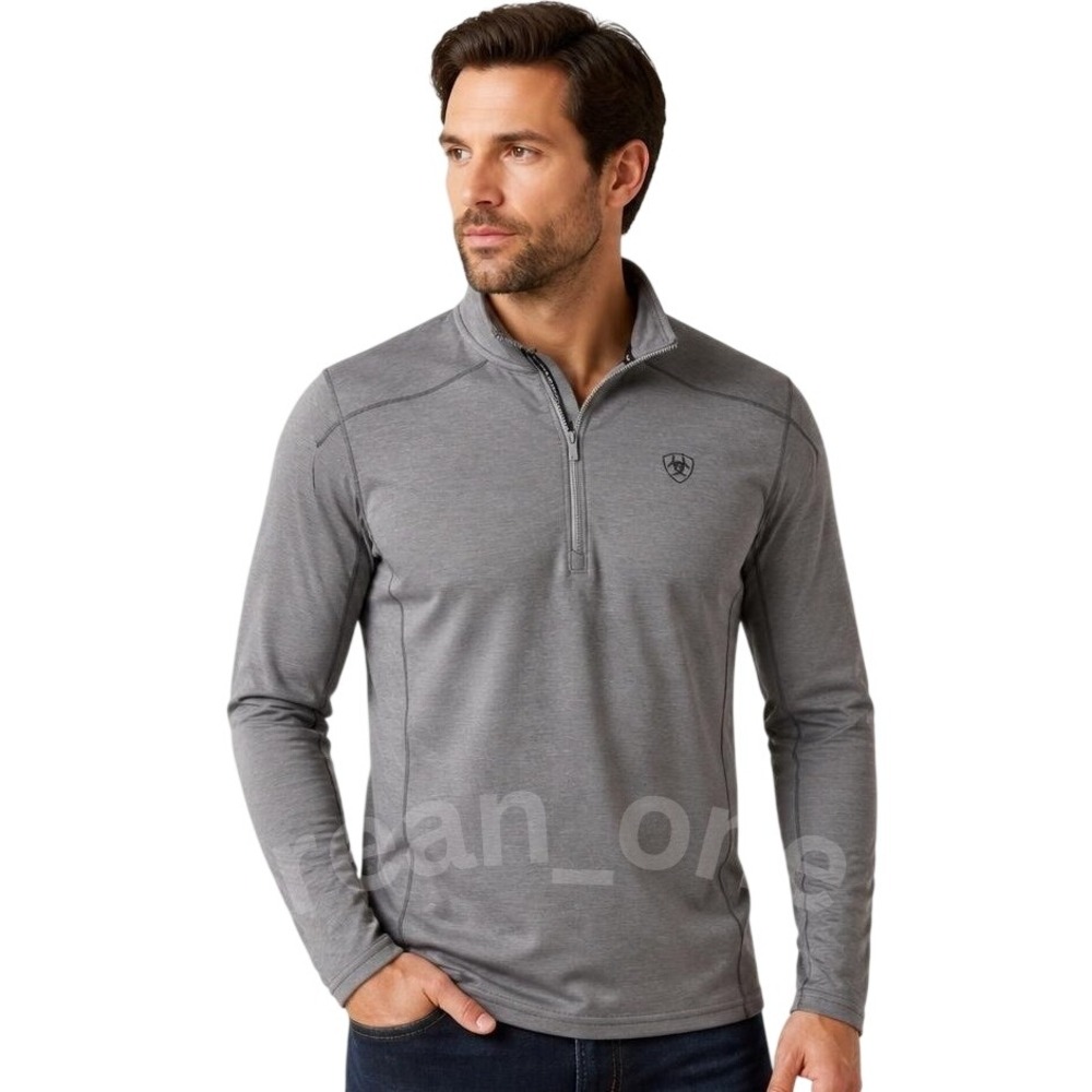 Ariat AriatTEK Gray Half-Zip HEX Fleece Performance Base Layer Top Men's Small